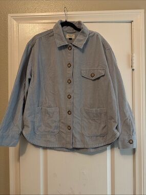 American Eagle Outfitters Light Blue Corduroy Button Jacket